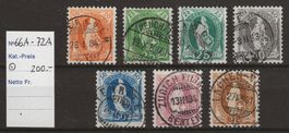 1882 : Steh. Helvetia Nr. 66A - 72A : KP 200.-- , sauber-o